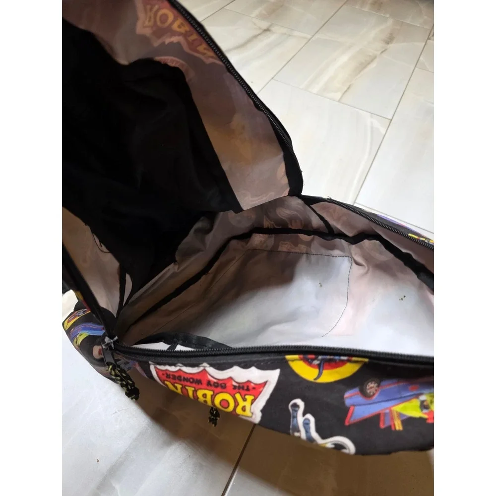 Batman and Robin‎ Comic Print Backpack Black Yellow DC Comics Superhero Bag